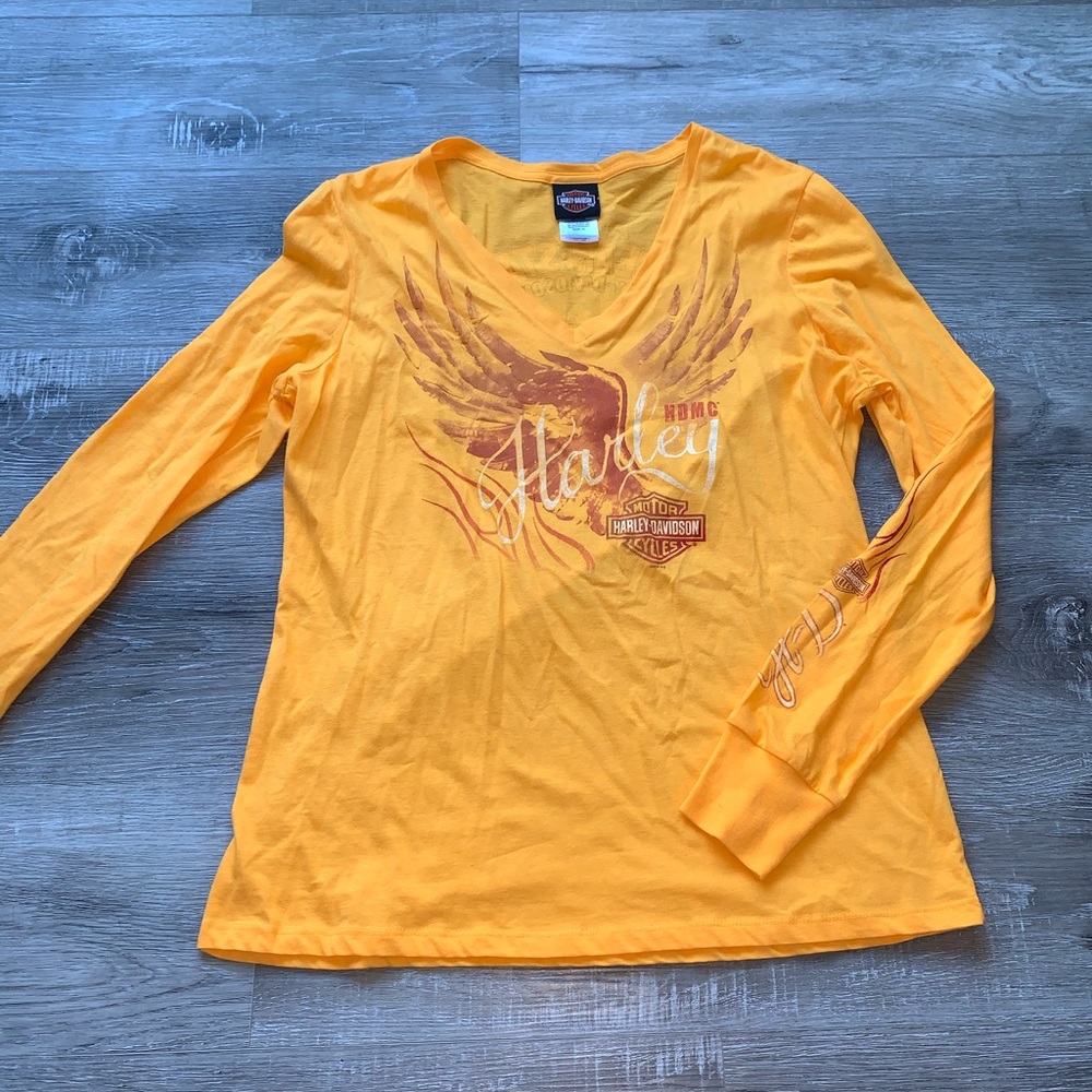 Harley Davidson yellow long sleeve shirt